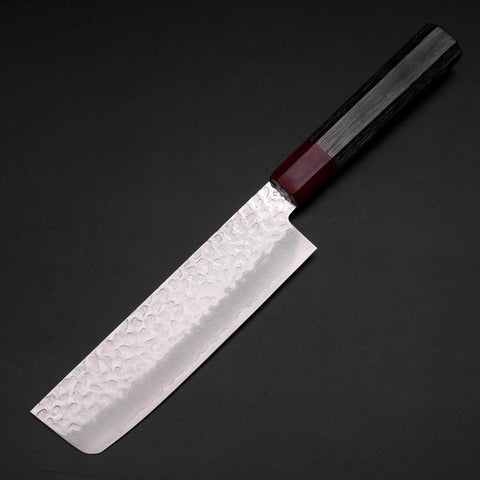 Nakiri VG-10 Tsuchime Damascus Cherry Grey Handle 165mm-[Musashi]-[Japanese-Kitchen-Knives]