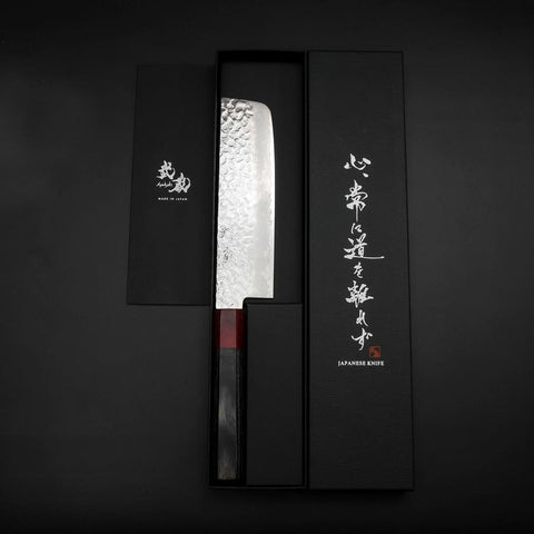 Nakiri VG-10 Tsuchime Damascus Cherry Grey Handle 165mm-[Musashi]-[Japanese-Kitchen-Knives]