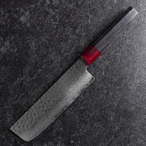 Nakiri VG-10 Tsuchime Damascus Pakka Handle 165mm-[Musashi]-[Japanese-Kitchen-Knives]