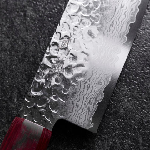 Nakiri VG-10 Tsuchime Damascus Pakka Handle 165mm-[Musashi]-[Japanese-Kitchen-Knives]