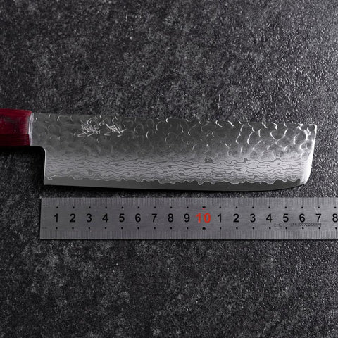 Nakiri VG-10 Tsuchime Damascus Pakka Handle 165mm-[Musashi]-[Japanese-Kitchen-Knives]