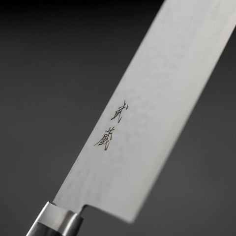 Nakiri VG-10 Tsuchime Damascus Western Blue Handle 165mm (6.5”)-[Musashi]-[Japanese-Kitchen-Knives]