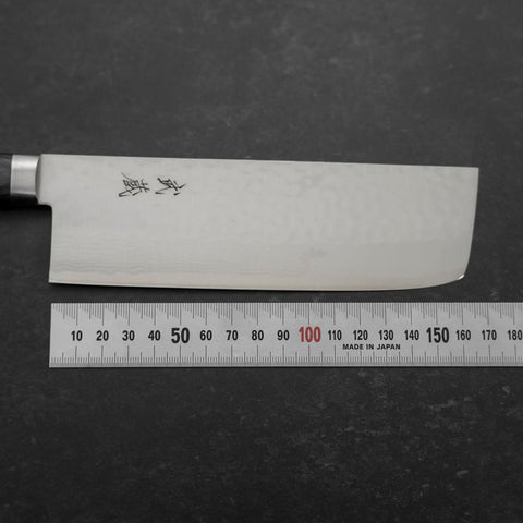 Nakiri VG-10 Tsuchime Damascus Western Blue Handle 165mm (6.5”)-[Musashi]-[Japanese-Kitchen-Knives]