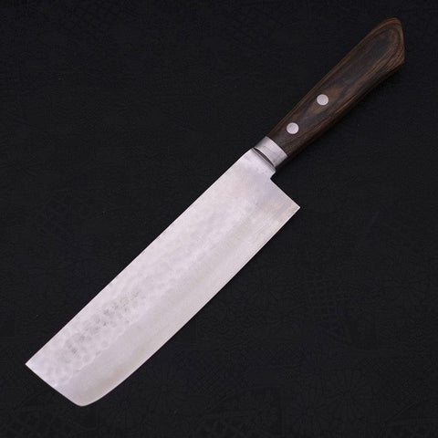 Nakiri VG-10 Tsuchime Damascus Western Brown Handle 165mm (6.5”)-[Musashi]-[Japanese-Kitchen-Knives]