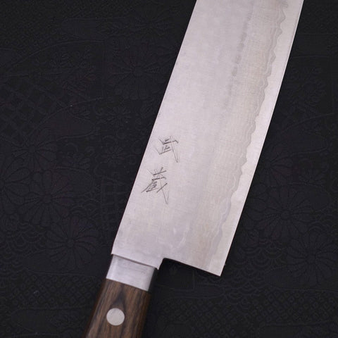 Nakiri VG-10 Tsuchime Damascus Western Brown Handle 165mm (6.5”)-[Musashi]-[Japanese-Kitchen-Knives]