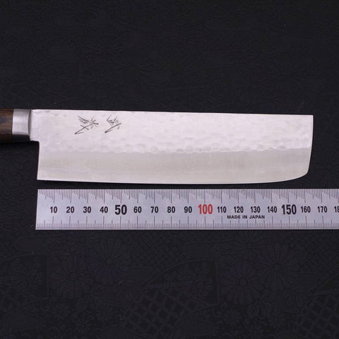 Nakiri VG-10 Tsuchime Damascus Western Brown Handle 165mm (6.5”)-[Musashi]-[Japanese-Kitchen-Knives]