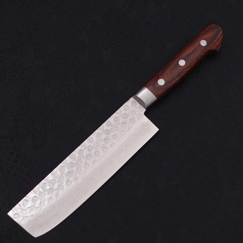Nakiri VG-10 Tsuchime Damascus Western Handle 165mm (6.5”)-[Musashi]-[Japanese-Kitchen-Knives]