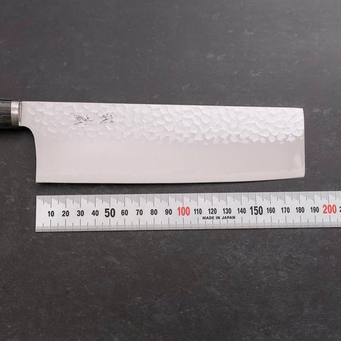 Nakiri VG-10 Tsuchime Oval Charcoal Handle 180mm (7”)-[Musashi]-[Japanese-Kitchen-Knives]