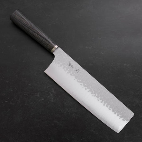 Nakiri VG-10 Tsuchime Oval Charcoal Handle 180mm (7”)-[Musashi]-[Japanese-Kitchen-Knives]
