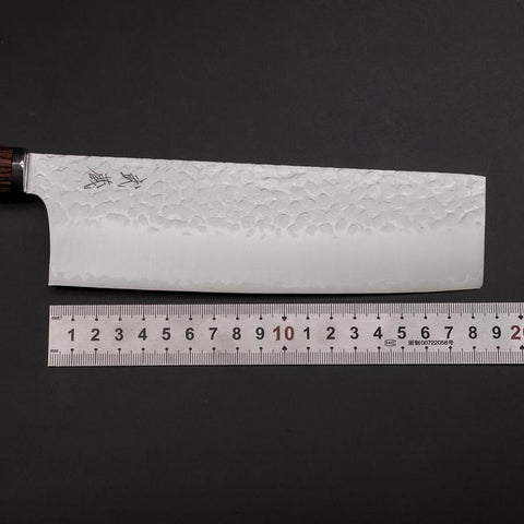 Nakiri VG-10 Tsuchime Oval Mahogany Handle 180mm (7”)-[Musashi]-[Japanese-Kitchen-Knives]