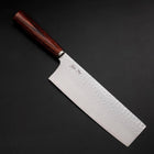 Nakiri VG-10 Tsuchime Oval Mahogany Handle 180mm (7”)-[Musashi]-[Japanese-Kitchen-Knives]