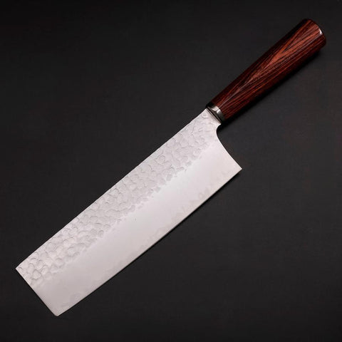 Nakiri VG-10 Tsuchime Oval Mahogany Handle 180mm-[Musashi]-[Japanese-Kitchen-Knives]