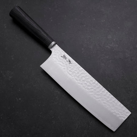 Nakiri VG-10 Tsuchime Oval Purple Handle 180mm-[Musashi]-[Japanese-Kitchen-Knives]