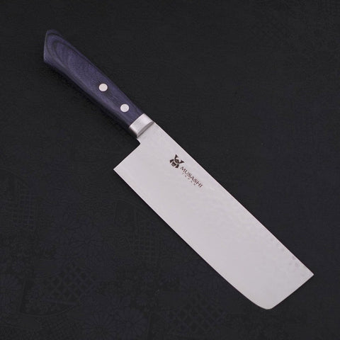 Nakiri VG-10 Tsuchime Western Dark Blue Handle 165mm (6.5”)-[Musashi]-[Japanese-Kitchen-Knives]