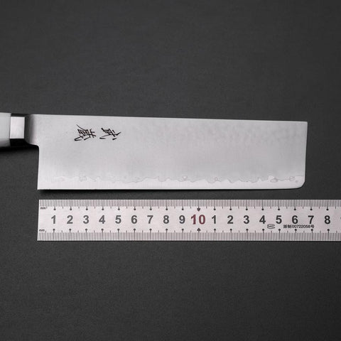 Nakiri VG-5 Tsuchime Western White Marble Handle 170mm-[Musashi]-[Japanese-Kitchen-Knives]