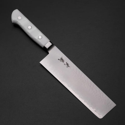 Nakiri VG-5 Tsuchime Western White Marble Handle 170mm-[Musashi]-[Japanese-Kitchen-Knives]