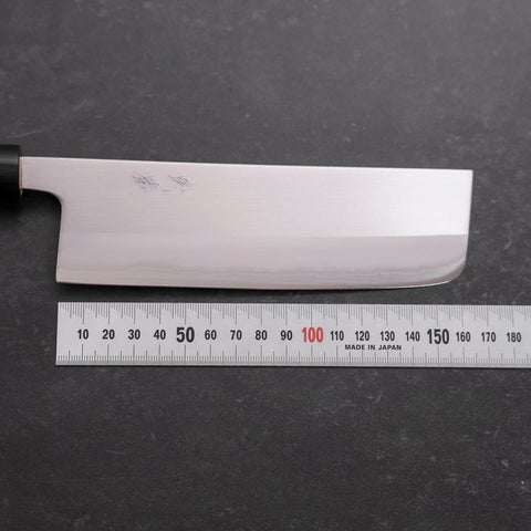 Nakiri White Steel #1 Polished Buffalo Magnolia Handle 165mm (6.5”)-[Musashi]-[Japanese-Kitchen-Knives]