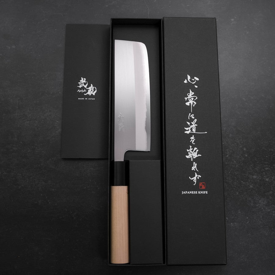 Nakiri White Steel #1 Polished Buffalo Magnolia Handle 165mm (6.5