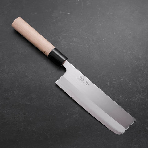Nakiri White Steel #1 Polished Buffalo Magnolia Handle 165mm (6.5”)-[Musashi]-[Japanese-Kitchen-Knives]