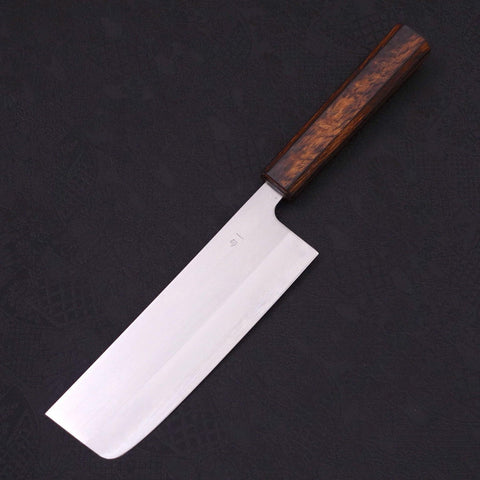 Nakiri White Steel #1 Polished Sumi Urushi Handle 165mm (6.5”)-[Musashi]-[Japanese-Kitchen-Knives]