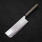 Nakiri White Steel #1 Stainless Clad Polished Green Urushi Handle 165mm (6.5”)-[Musashi]-[Japanese-Kitchen-Knives]
