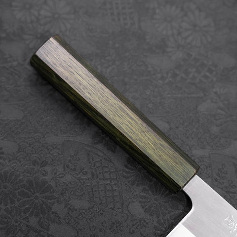 Nakiri White Steel #1 Stainless Clad Polished Green Urushi Handle 165mm (6.5”)-[Musashi]-[Japanese-Kitchen-Knives]