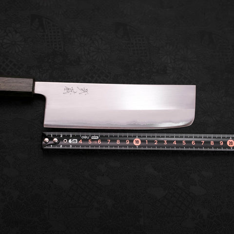Nakiri White Steel #1 Stainless Clad Polished Green Urushi Handle 165mm (6.5”)-[Musashi]-[Japanese-Kitchen-Knives]