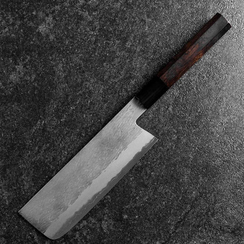 Nakiri White Steel #1 Tsuchime Buffalo Ebony Handle 165mm-[Musashi]-[Japanese-Kitchen-Knives]