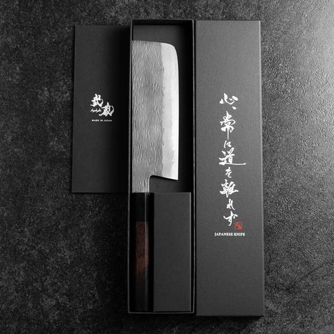 Nakiri White Steel #1 Tsuchime Buffalo Ebony Handle 165mm-[Musashi]-[Japanese-Kitchen-Knives]