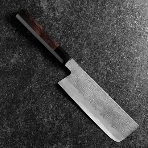 Nakiri White Steel #1 Tsuchime Buffalo Ebony Handle 165mm-[Musashi]-[Japanese-Kitchen-Knives]