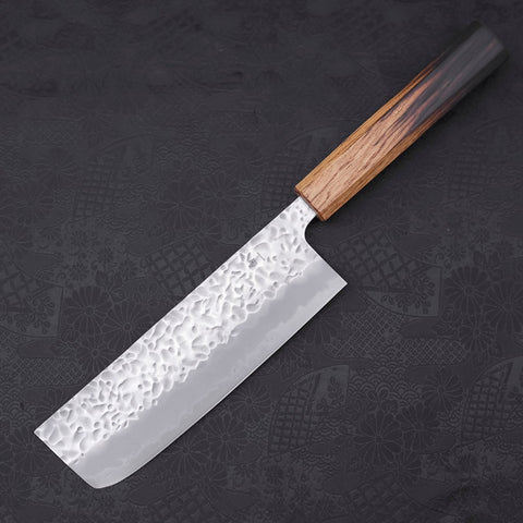 Nakiri White Steel #1 Tsuchime Yaki Urushi Handle 165mm (6.5”)-[Musashi]-[Japanese-Kitchen-Knives]