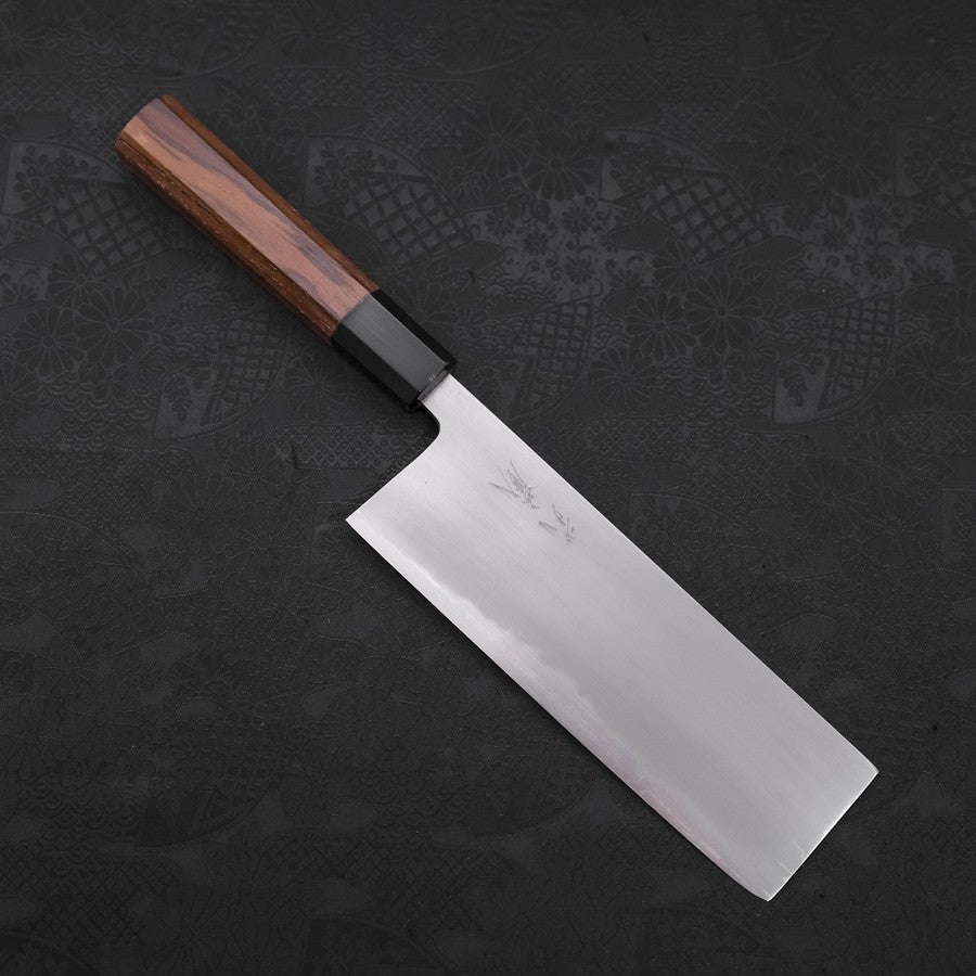Nakiri White Steel #2 Kasumi Buffalo Teak Handle 165mm (6.5”)-[Musashi]-[Japanese-Kitchen-Knives]