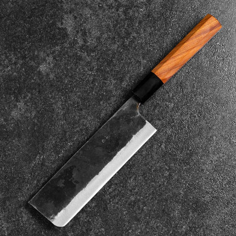 Nakiri White Steel #2 Kurouchi Buffalo Bubinga Handle 165mm-[Musashi]-[Japanese-Kitchen-Knives]