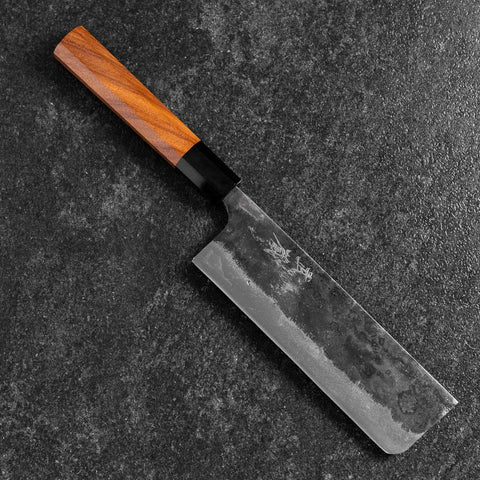 Nakiri White Steel #2 Kurouchi Buffalo Bubinga Handle 165mm-[Musashi]-[Japanese-Kitchen-Knives]