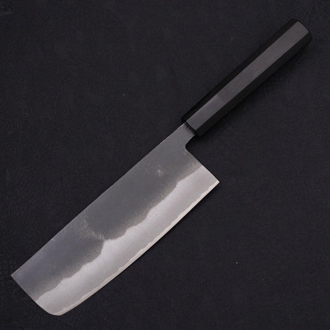 Nakiri White Steel #2 Kurouchi Chokin Snake-Sakura Buffalo Ebony Handle 165mm (6.5”)-[Musashi]-[Japanese-Kitchen-Knives]