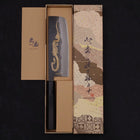 Nakiri White Steel #2 Kurouchi Chokin Snake-Sakura Buffalo Ebony Handle 165mm (6.5”)-[Musashi]-[Japanese-Kitchen-Knives]