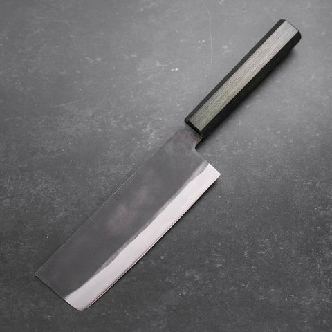 Nakiri White Steel #2 Kurouchi Green Urushi Handle 165mm (6.5”)-[Musashi]-[Japanese-Kitchen-Knives]
