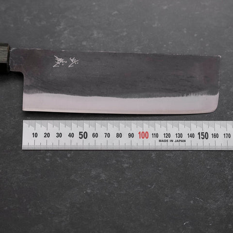 Nakiri White Steel #2 Kurouchi Green Urushi Handle 165mm (6.5”)-[Musashi]-[Japanese-Kitchen-Knives]