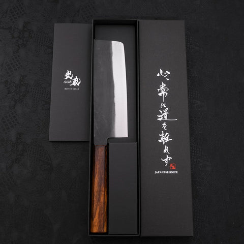 Nakiri White Steel #2 Kurouchi Sumi Urushi Handle 165mm (6.5”)-[Musashi]-[Japanese-Kitchen-Knives]