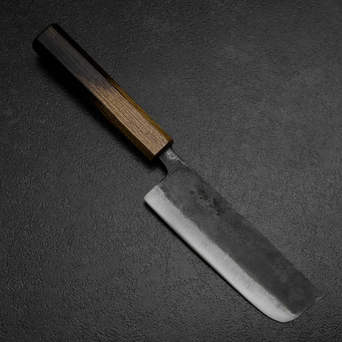 Nakiri White Steel #2 Kurouchi Yaki Urushi Handle 135mm-[Musashi]-[Japanese-Kitchen-Knives]