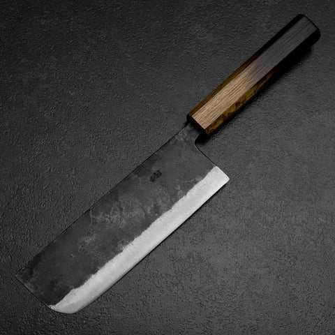 Nakiri White Steel #2 Kurouchi Yaki Urushi Handle 165mm-[Musashi]-[Japanese-Kitchen-Knives]