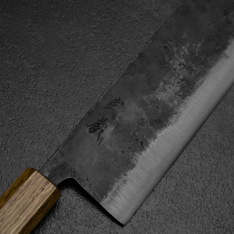 Nakiri White Steel #2 Kurouchi Yaki Urushi Handle 165mm-[Musashi]-[Japanese-Kitchen-Knives]
