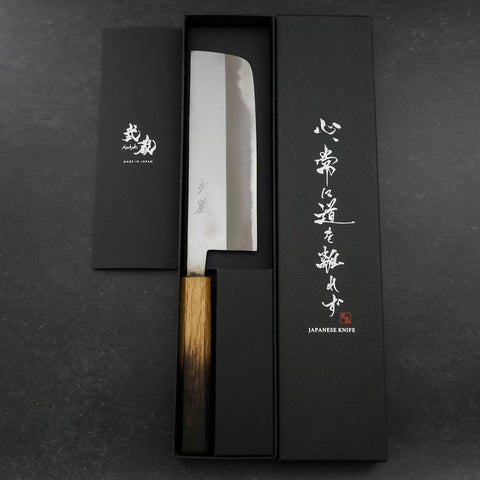 Nakiri White Steel #2 Polished Yaki Urushi Handle 165mm (6.5”)-[Musashi]-[Japanese-Kitchen-Knives]