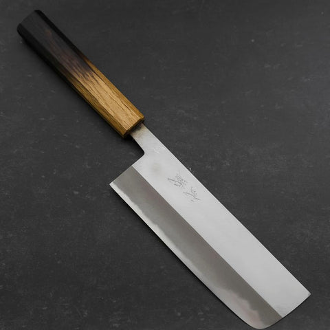Nakiri White Steel #2 Polished Yaki Urushi Handle 165mm (6.5”)-[Musashi]-[Japanese-Kitchen-Knives]