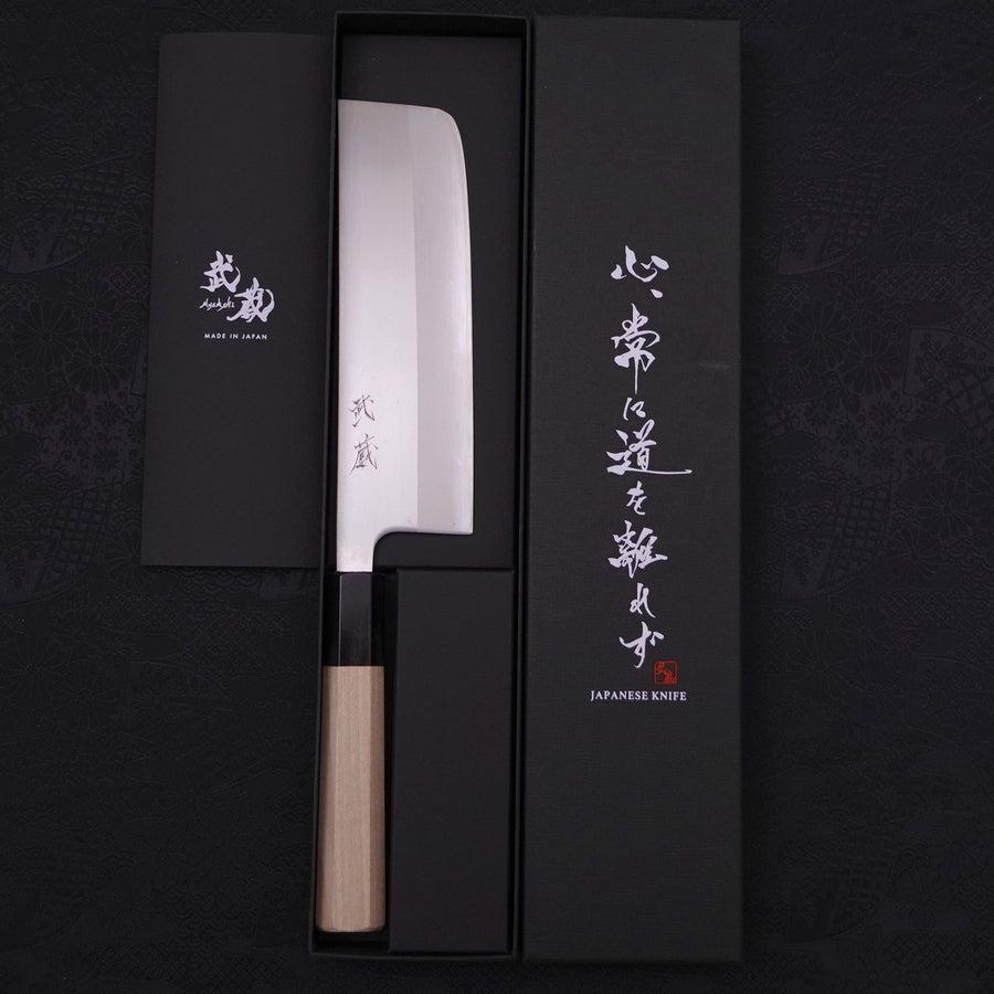 Nakiri White steel #1 Polished Buffalo Magnolia Handle 165mm-White steel #1-Polished-Japanese Handle-[Musashi]-[Japanese-Kitchen-Knives]