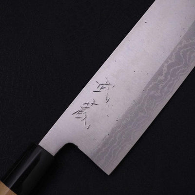 Nakiri White steel #2 Damascus Buffalo Magnolia Handle 165mm-White steel #2-Damascus-Japanese Handle-[Musashi]-[Japanese-Kitchen-Knives]
