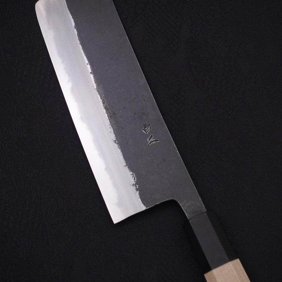Nakiri White steel #2 Kurouchi Buffalo Magnolia Handle 165mm-White steel #2-Kurouchi-Japanese Handle-[Musashi]-[Japanese-Kitchen-Knives]
