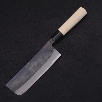 Nakiri White steel #2 Kurouchi Magnolia Handle 165mm-White steel #2-Kurouchi-Japanese Handle-[Musashi]-[Japanese-Kitchen-Knives]