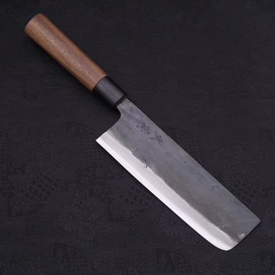 Nakiri White steel #2 Kurouchi Walnut Handle 165mm-White steel #2-Kurouchi-Japanese Handle-[Musashi]-[Japanese-Kitchen-Knives]
