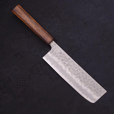 Nakiri White steel #2 Tsuchime Sumi Urushi Handle 165mm-White steel #2-Tsuchime-Japanese Handle-[Musashi]-[Japanese-Kitchen-Knives]